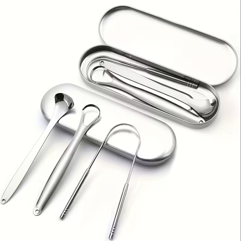 Stainless Steel Tongue Scraper Set